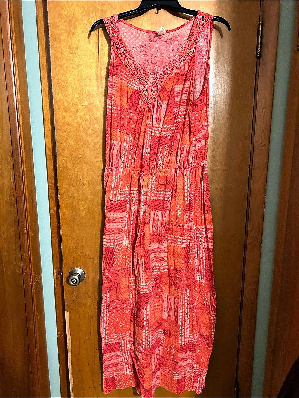 Red orange Geometric Maxi Dress